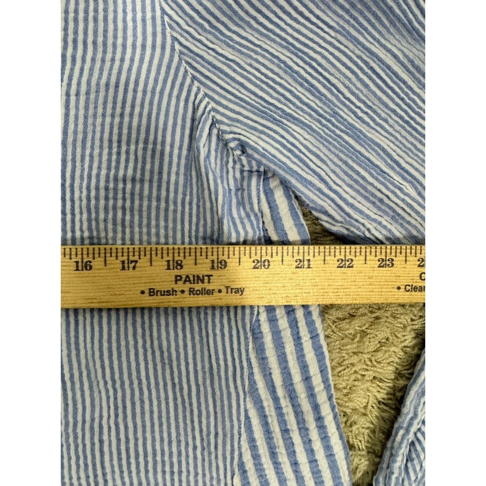 J. Jill Long Sleeve Blue And White Striped Gauze Button Up Tunic Top Women's M - Picture 9 of 11